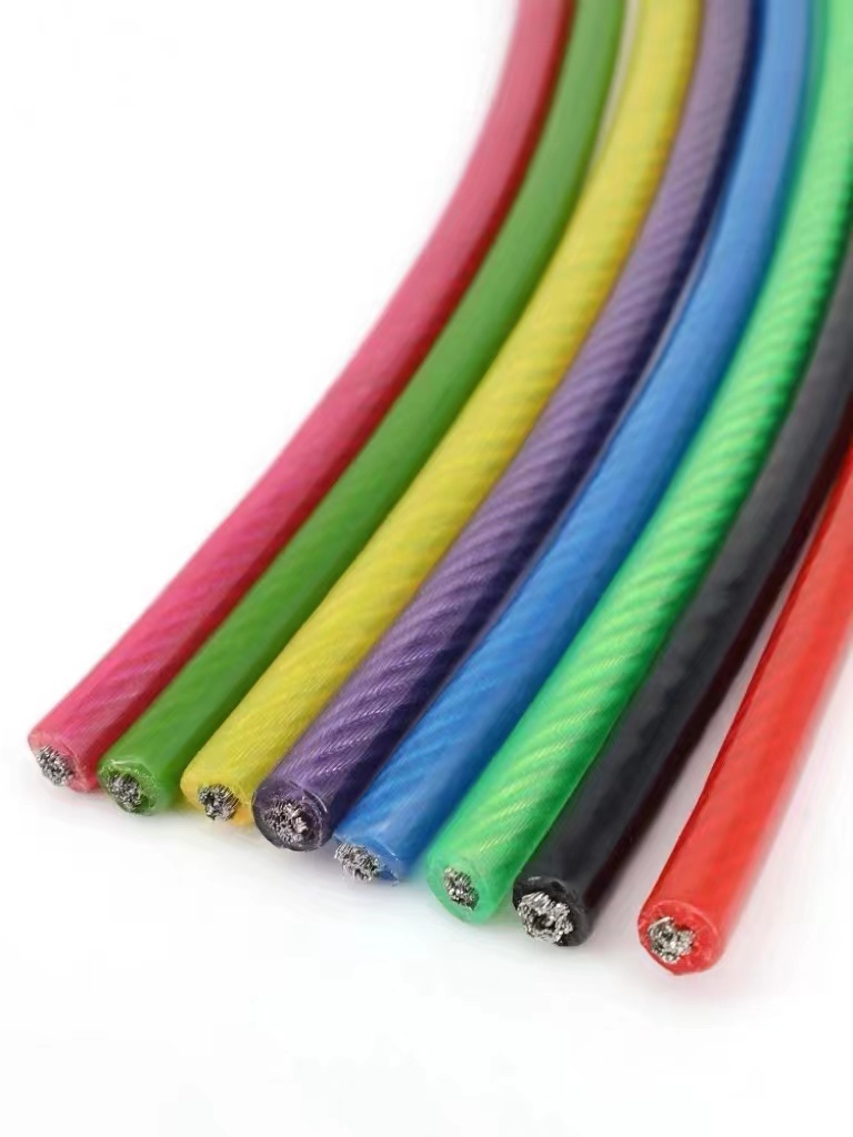 Cable de acero recubierto de PVC, TPU, PP, PA y PE